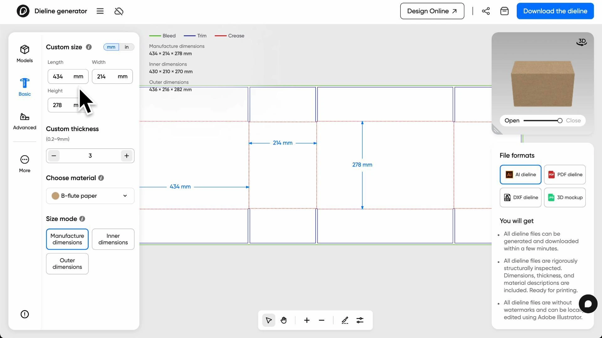 How to make an Amazon box template on Pacdora?