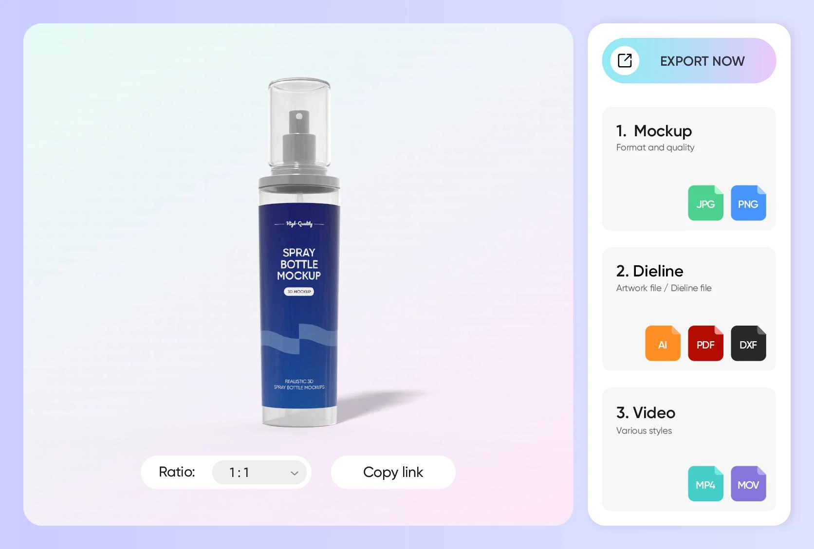 Highly customizable spray bottle mockup designs