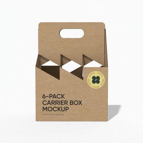 6-pack wine carrier box mockup