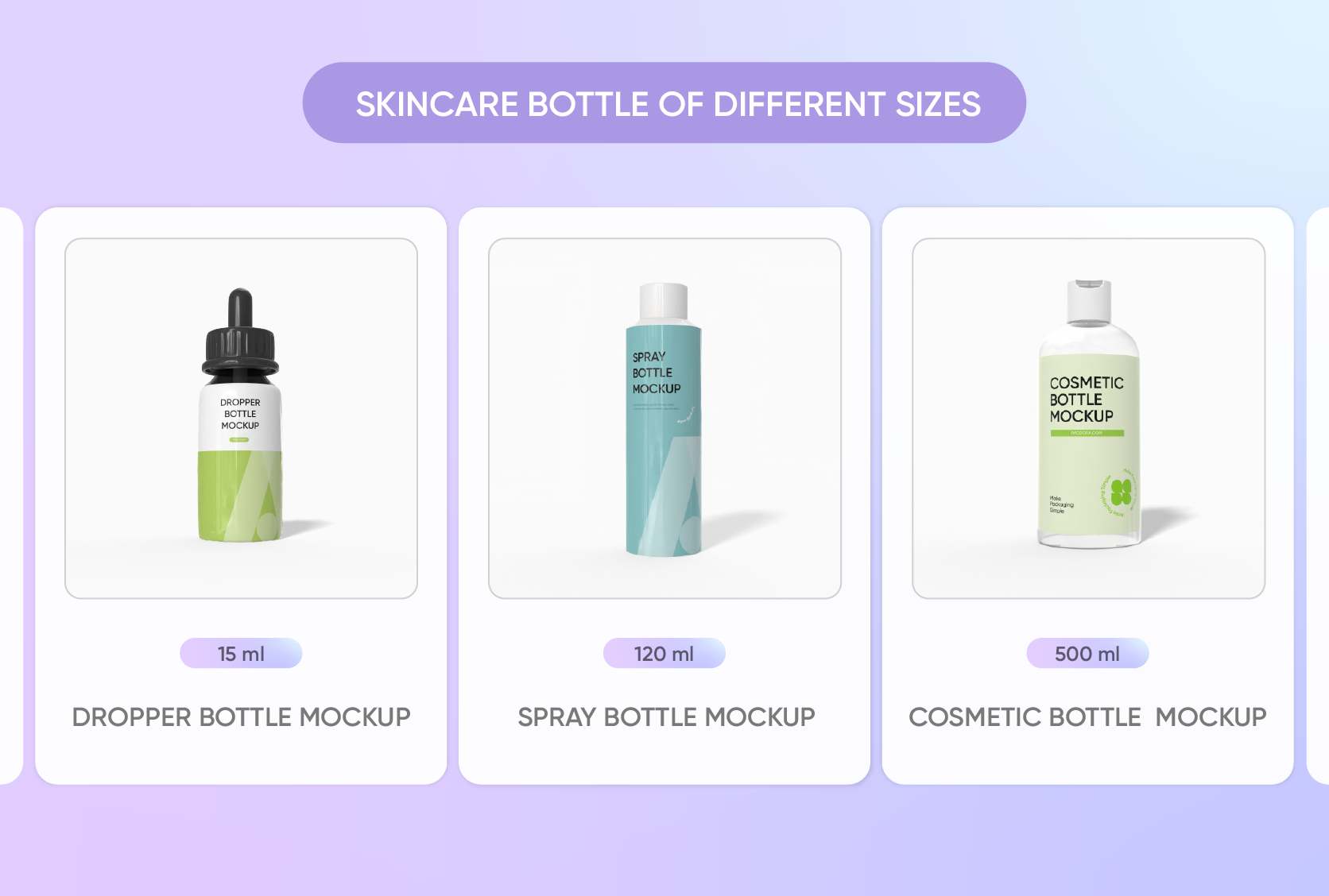 Multiple sizes available for cosmetic goods