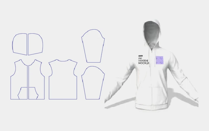 Full-zip hoodie template
