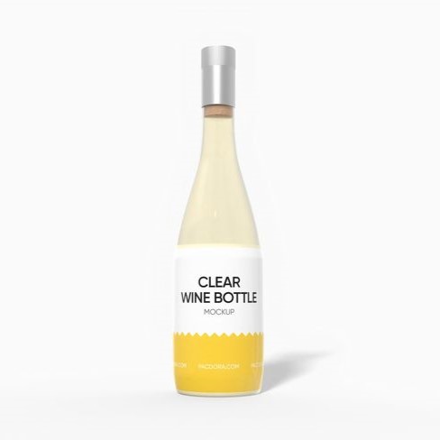 Clear glass wine bottle mockup