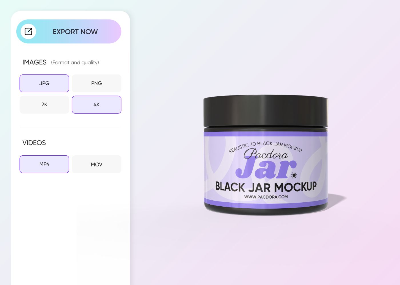 Step 3: Export your finished black jar mockup