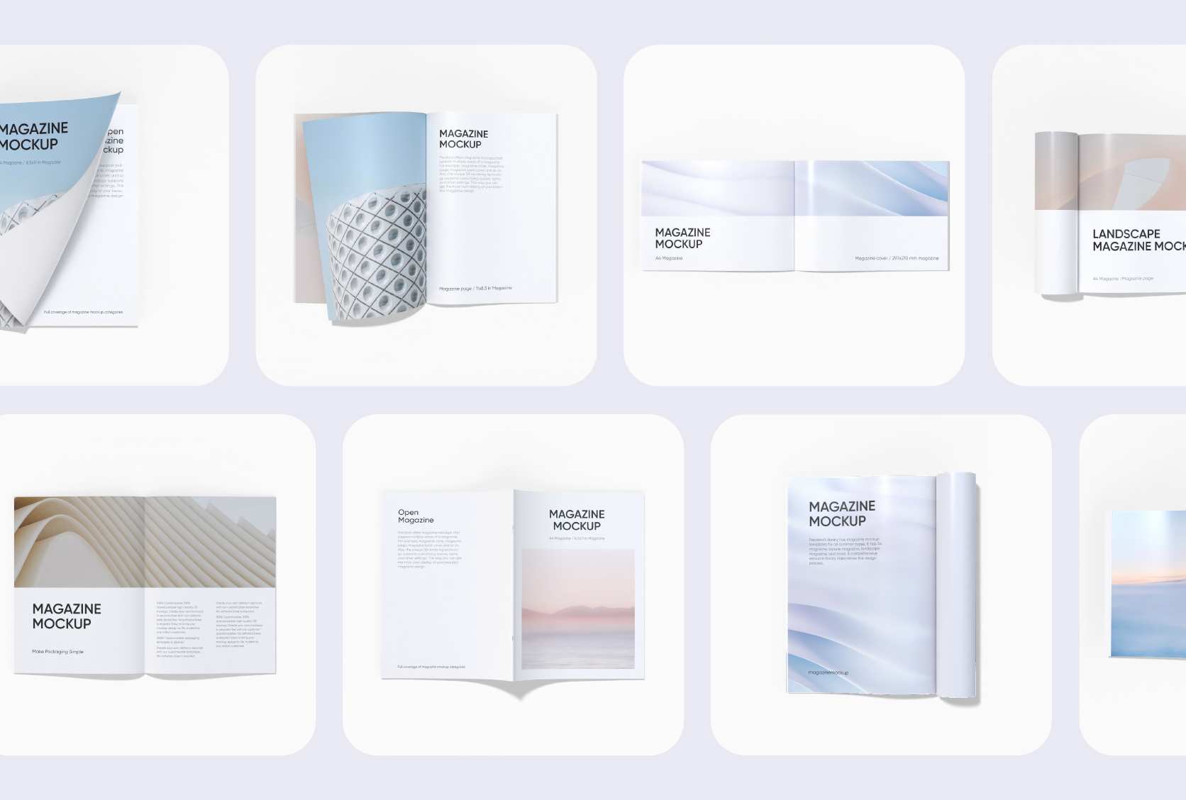 Diverse mockup styles for every concept