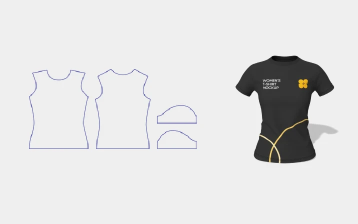 Women's black T-shirt template