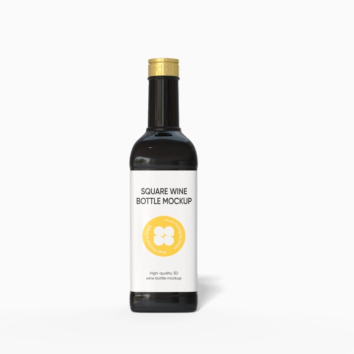 Maqueta de botella de vino cuadrada
