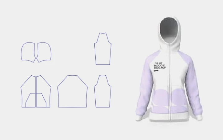 Women's full-zip hoodie template