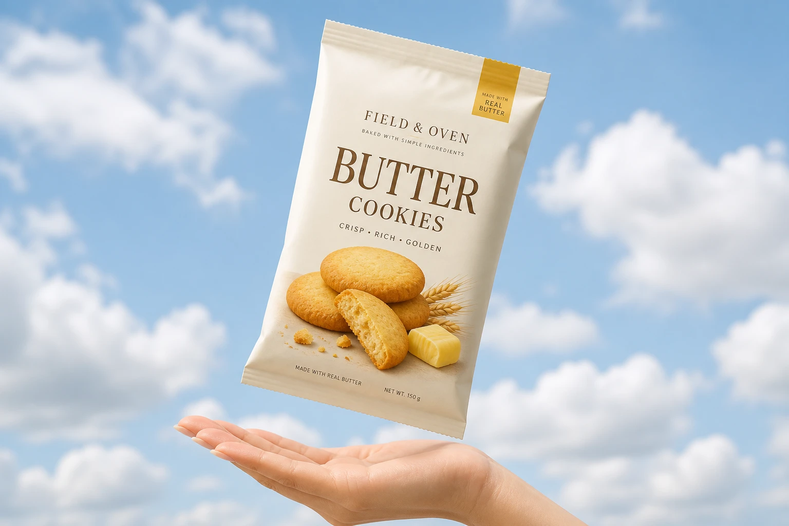 FIELD & OVEN butter cookie packaging design