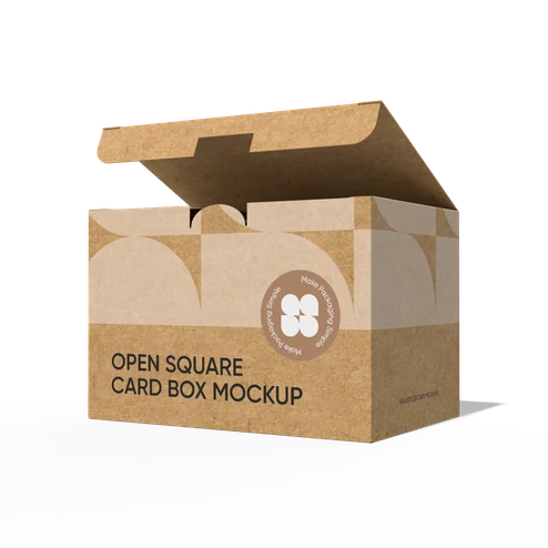 Open square card box mockup