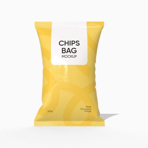 Classic potato chips bag mockup