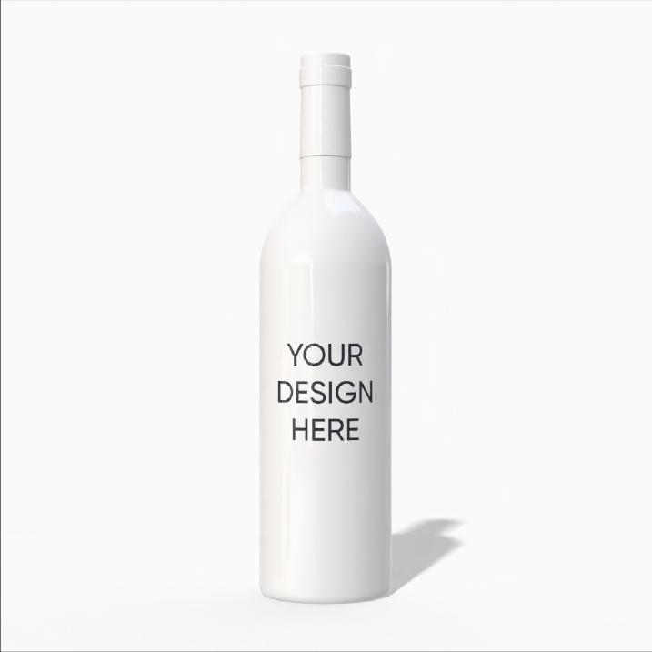 Glass wine bottle mockup