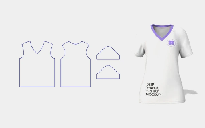 Women's deep v-neck t-shirt template