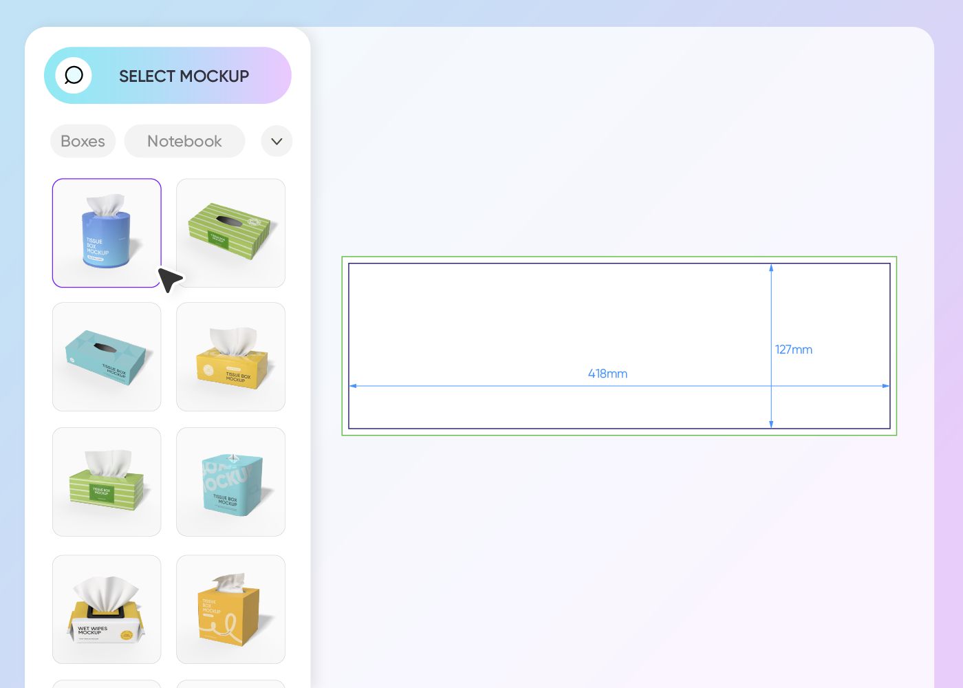 Step 1: Select a tissue box mockup