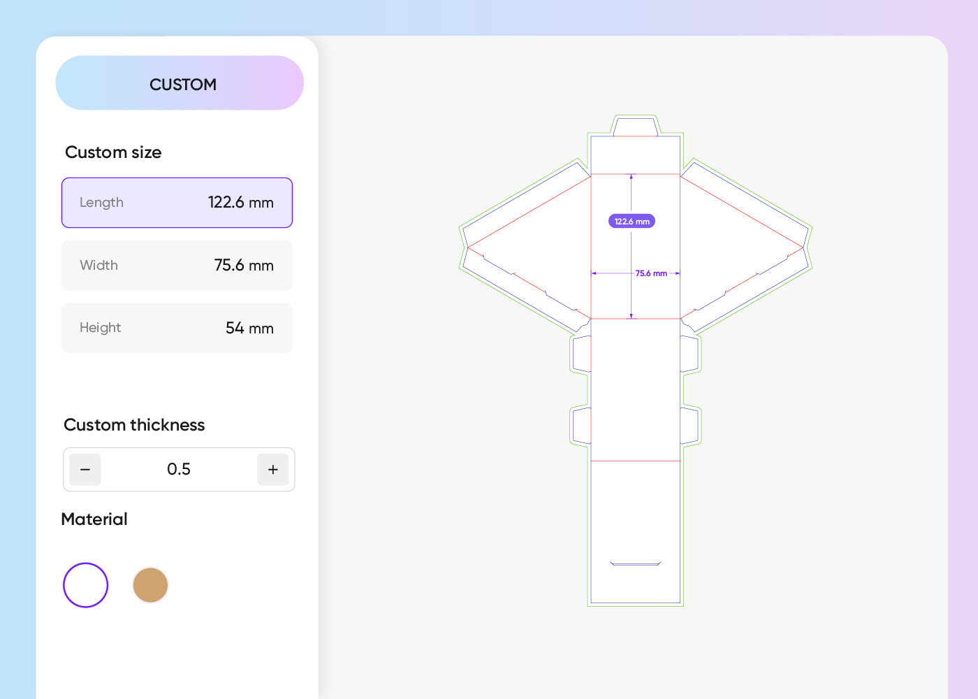 Tailor the triangle box template