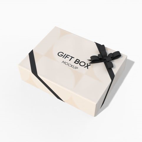 Chocolate box with ribbon mockup