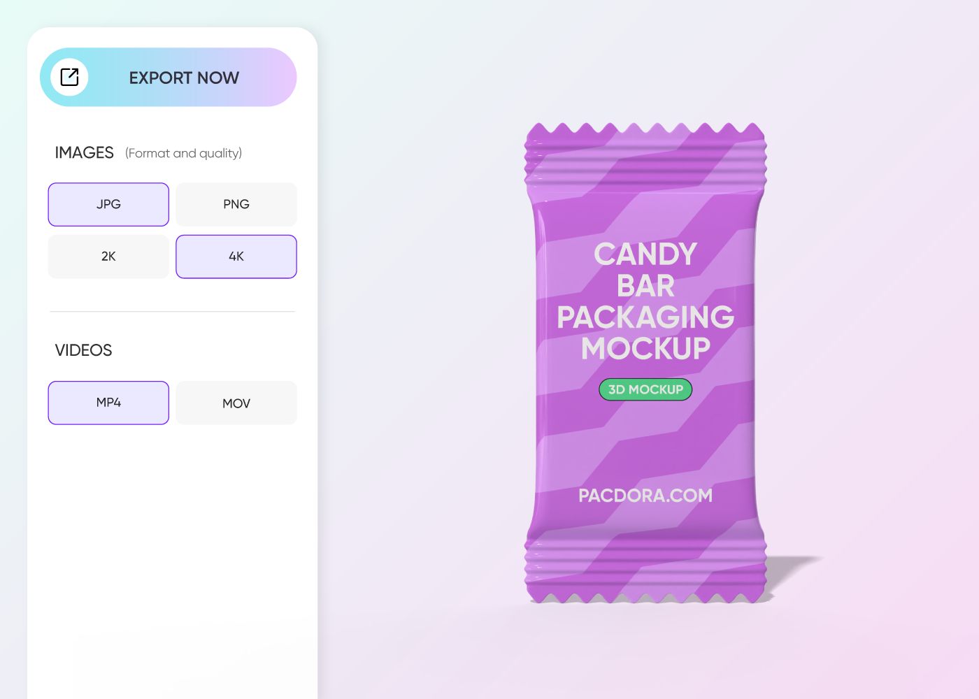 Step 3: Export your candy bar packaging design
