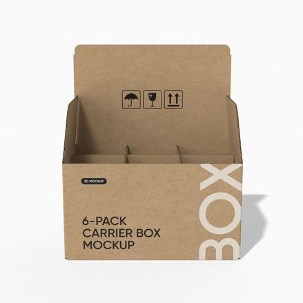 6-pack wine carrier box mockup