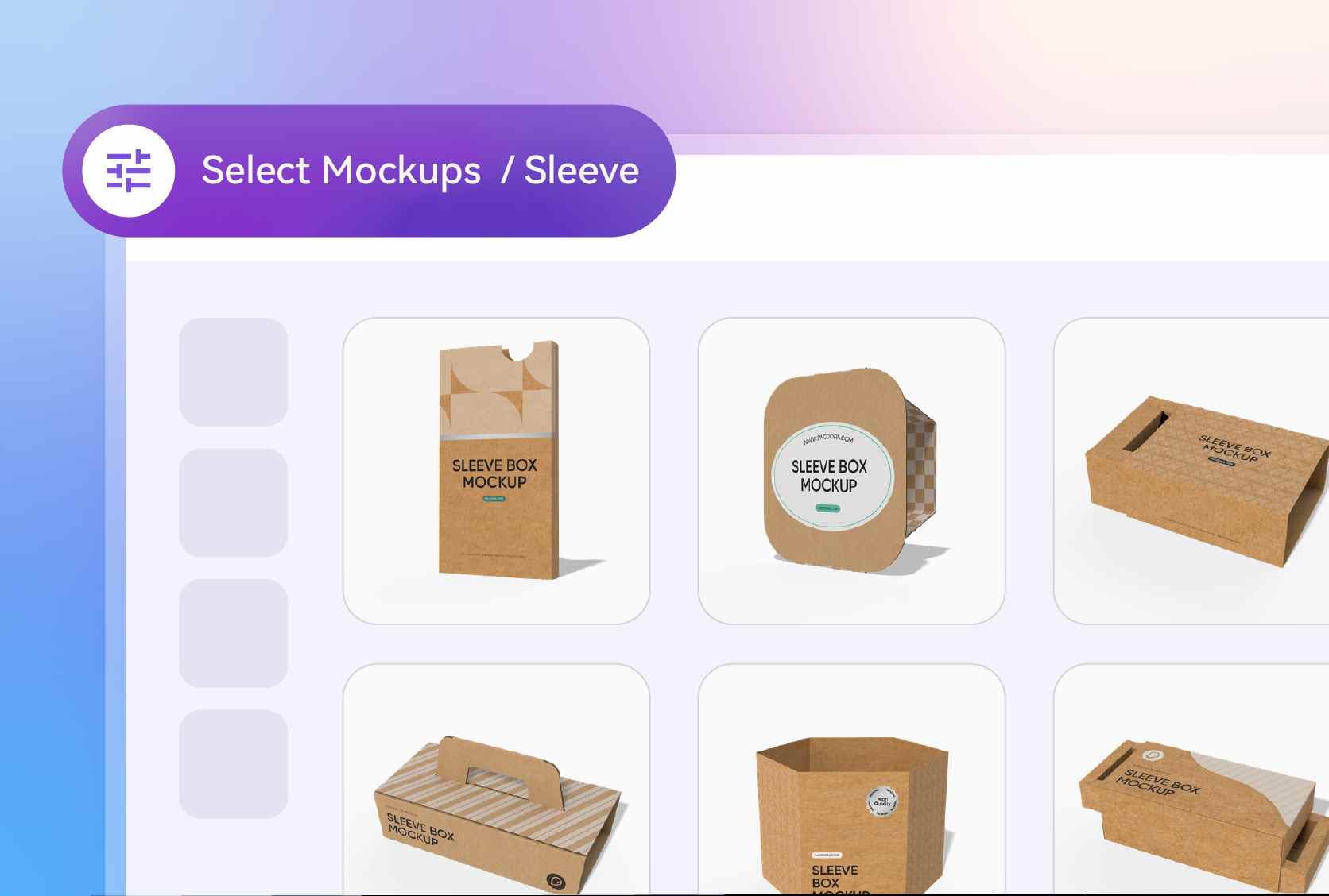 Cardboard sleeve mockups for products