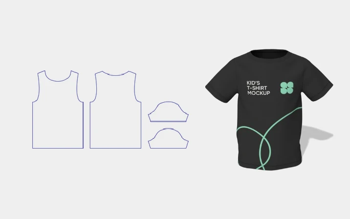 Black kids' T-shirt template