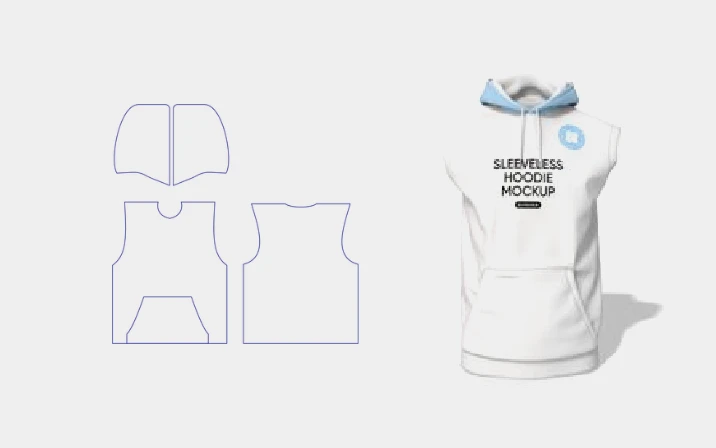 Blank sleeveless hoodie template