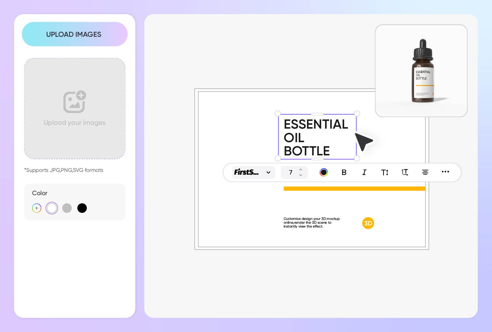 Custom design elements for bottle labels