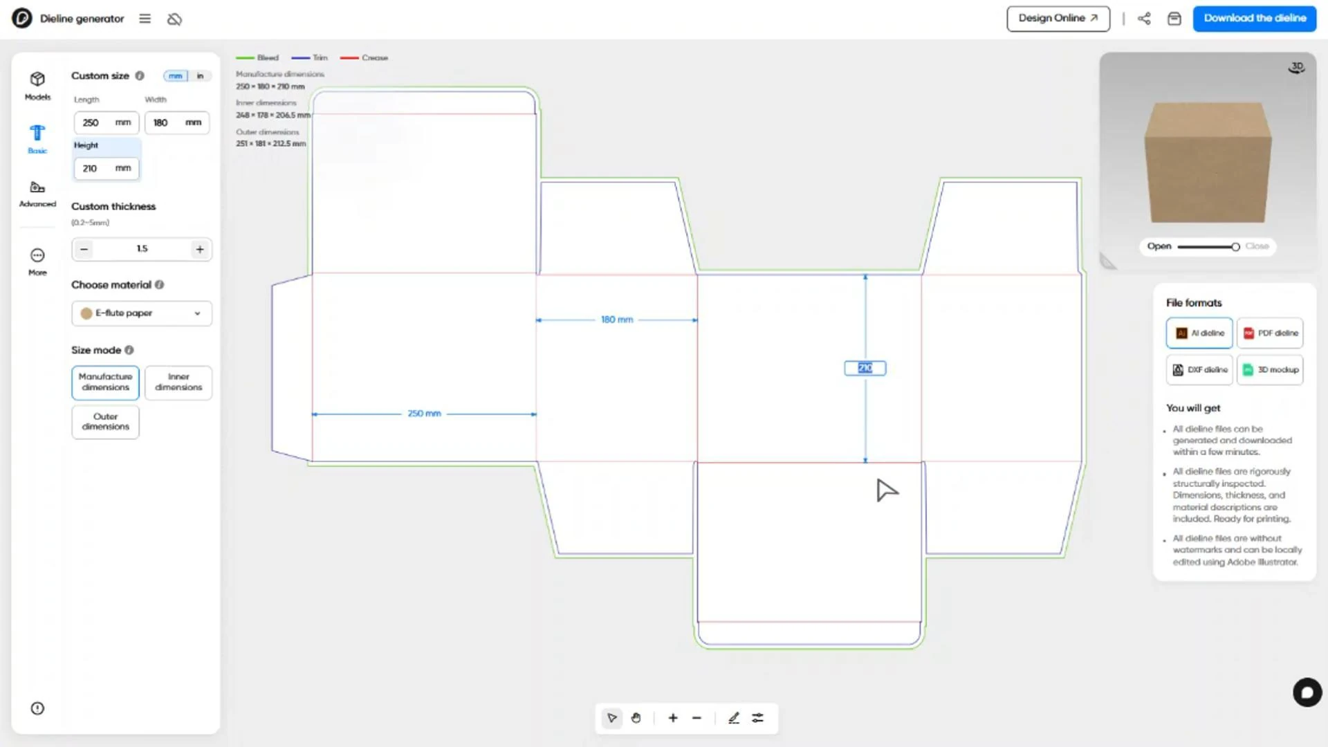 How do I create a FEFCO 0215 box using Pacdora?