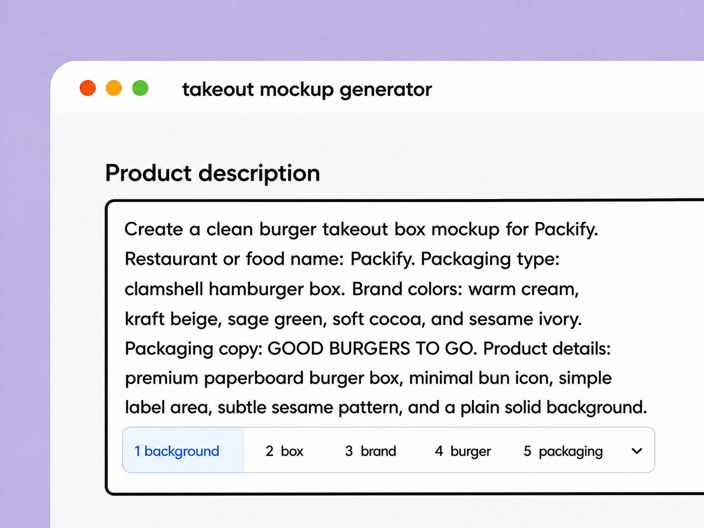 Step 1: Describe your food and packaging