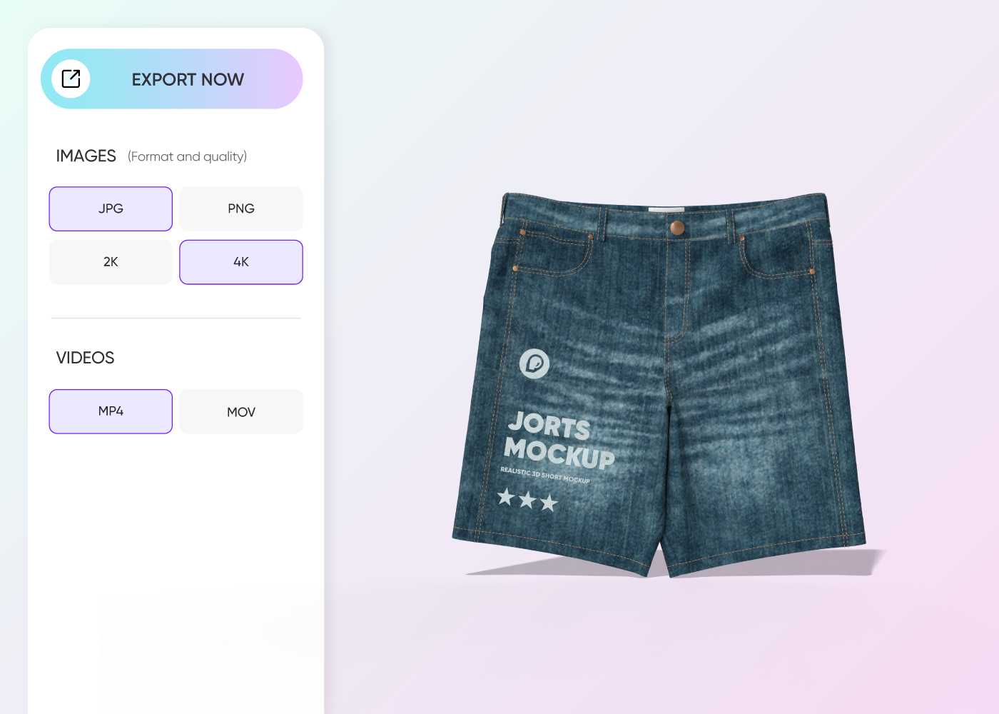 Step 3: Export your jorts mockup