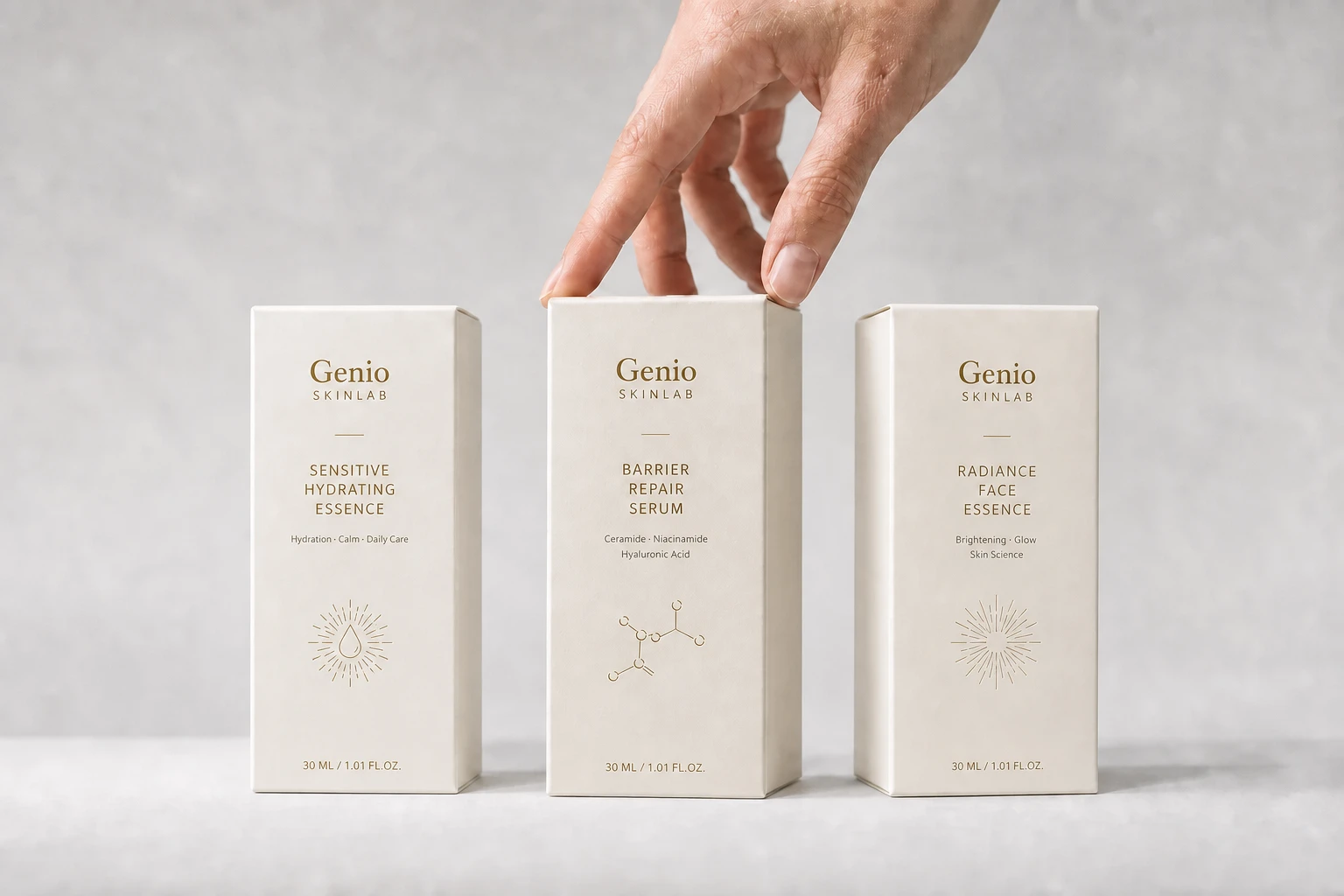 Genio SKINLAB skincare collection packaging design