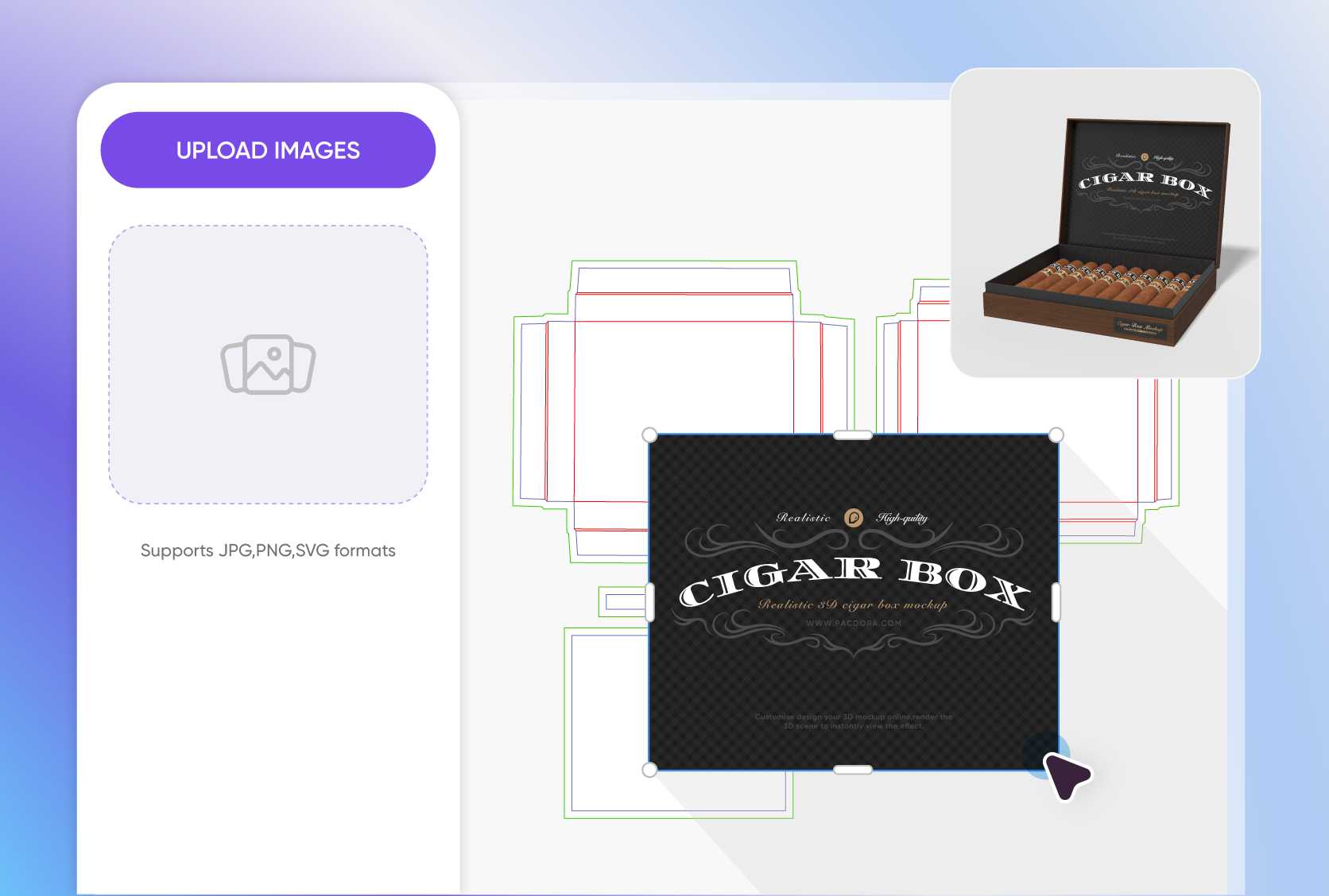 Upload distinctive designs for your box