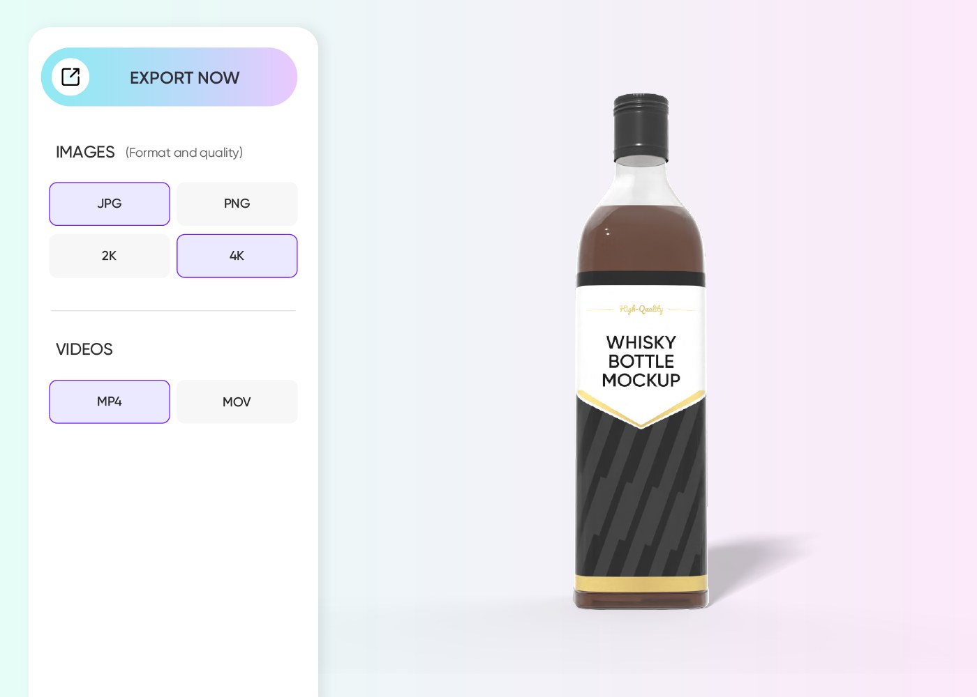 Step 3: Export your whisky bottle mockup