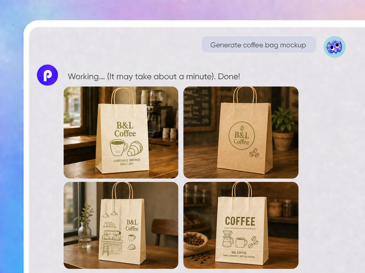 Step 2: Generate and compare coffee bag concepts