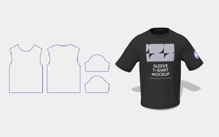 Short-sleeve black T-shirt template