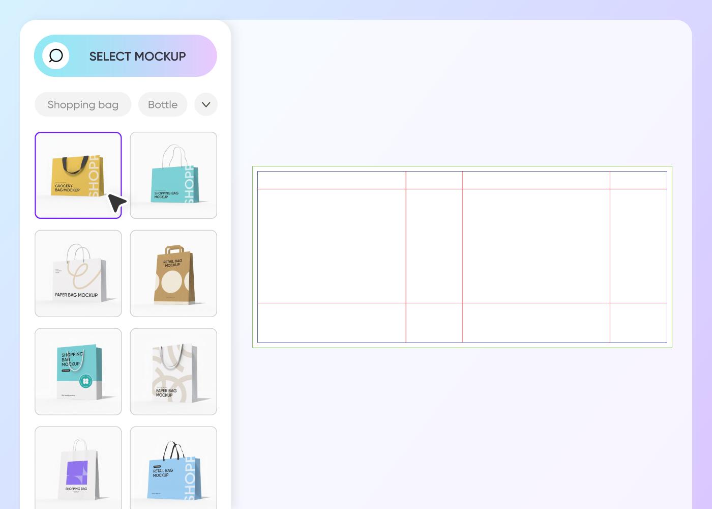 Step 1: Select a printed shopping bag design