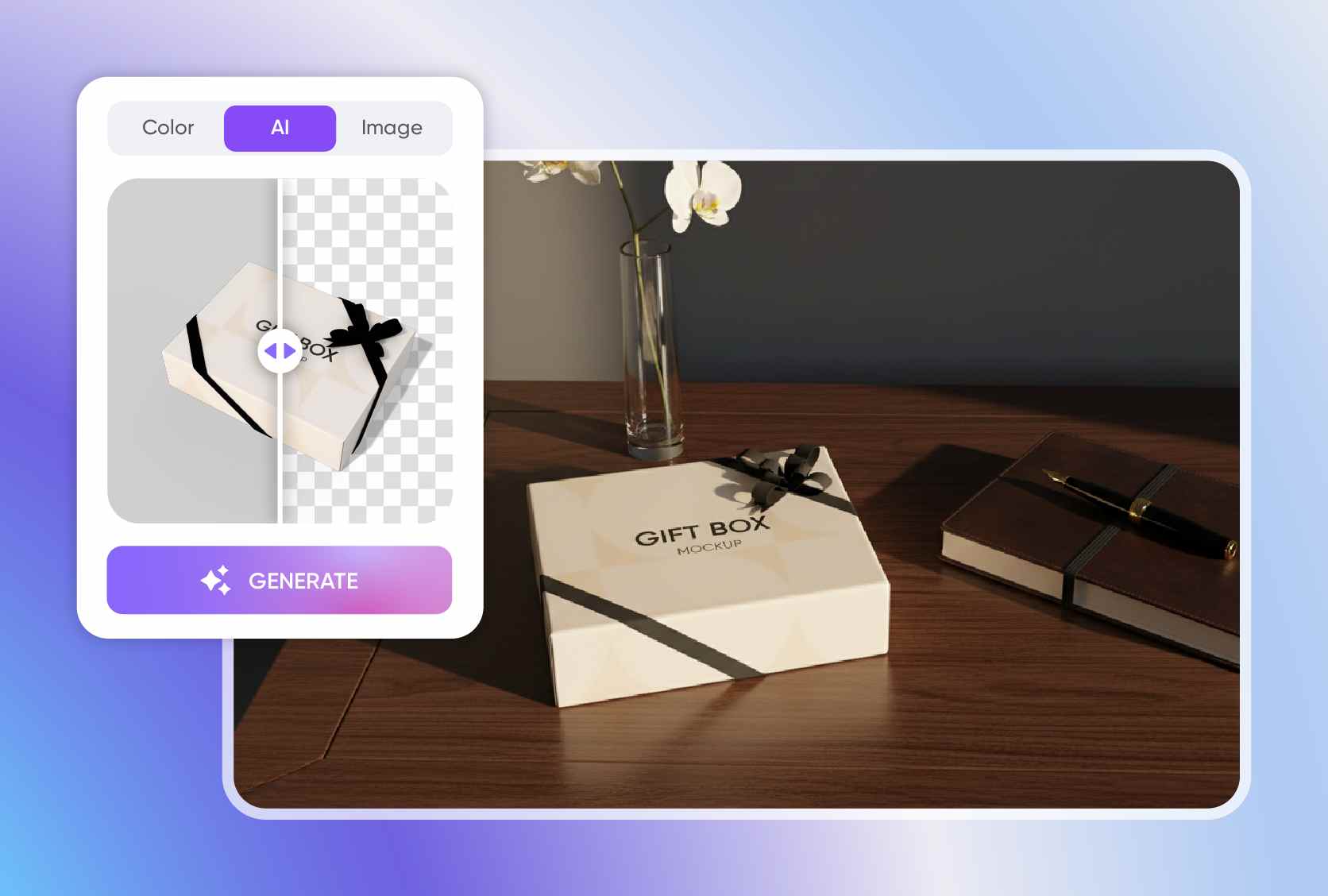 Use AI backgrounds for eye-catching, realistic mockups