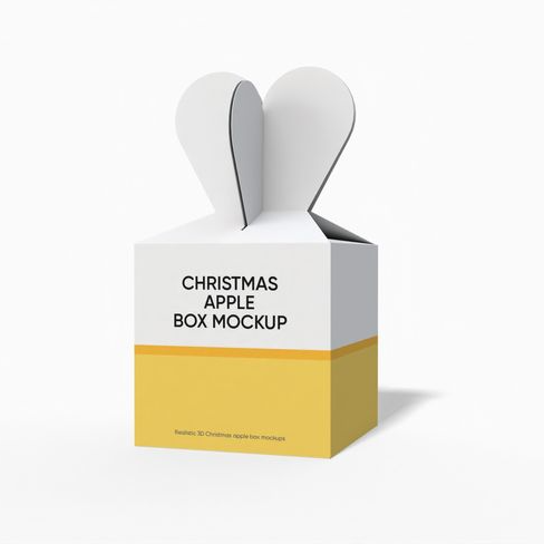 Christmas apple box packaging mockup