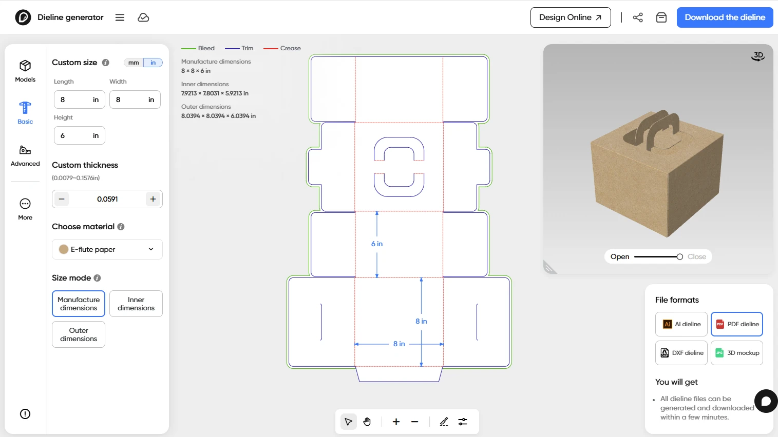 How to create a custom cake box using Pacdora?