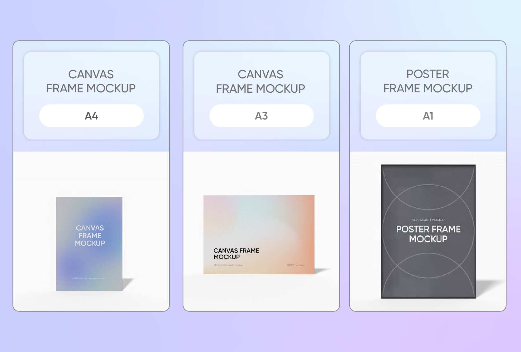 Multiple customized canvas frame sizes