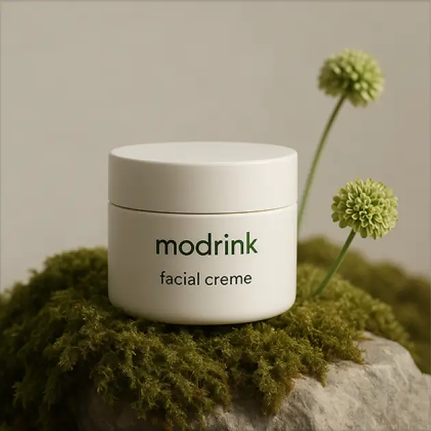 Tarro de crema facial con tapa blanca.