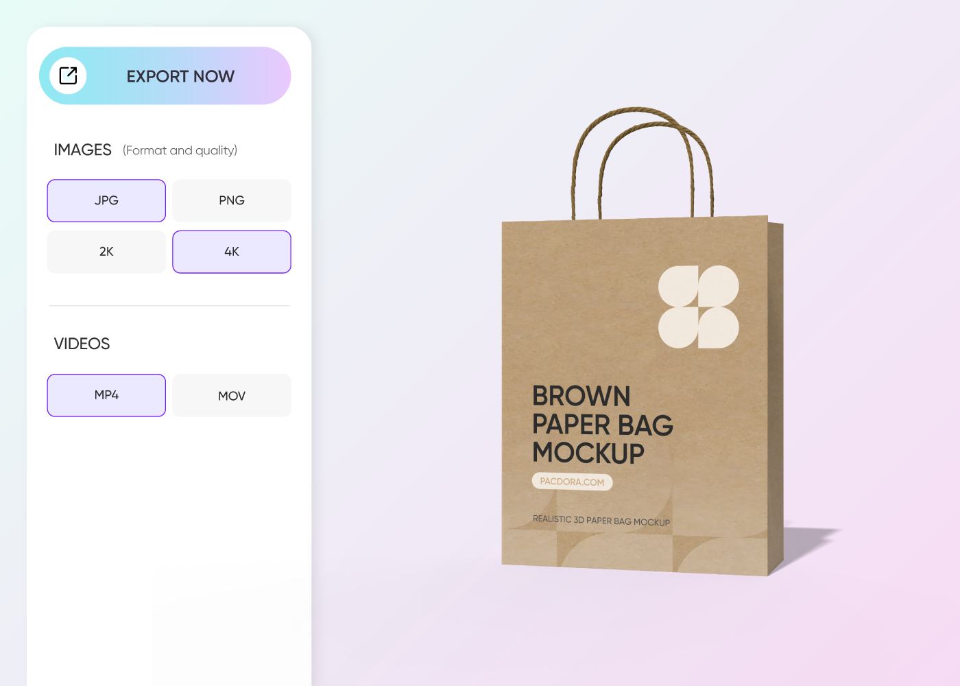 Step 3: Export your finished paper bag