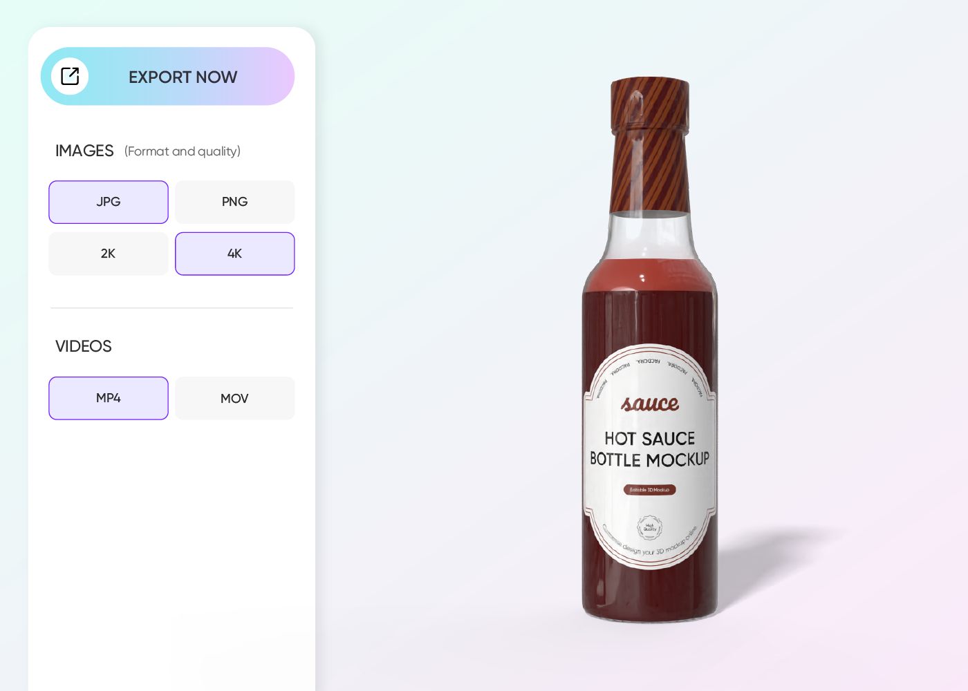 Step 3: Export your custom hot sauce bottle