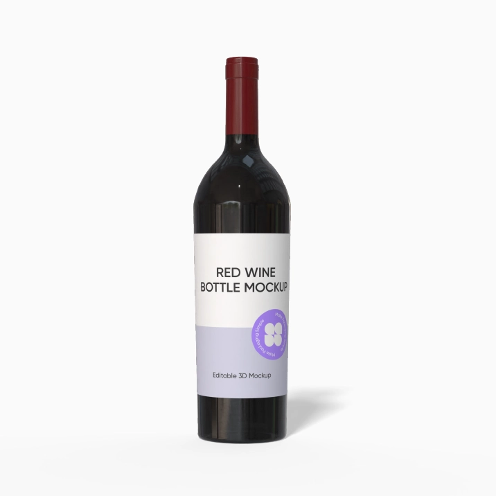 Maqueta de botella de vino tinto