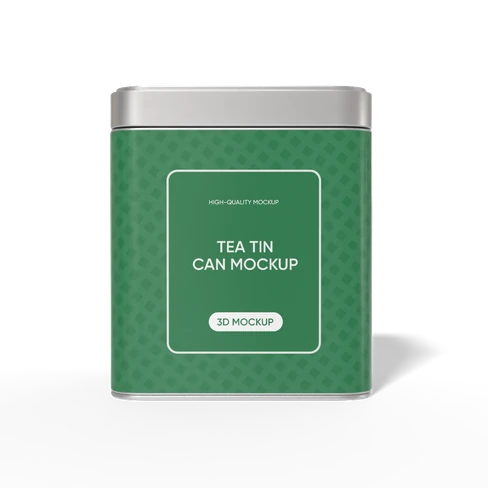 Square tea can mockup
