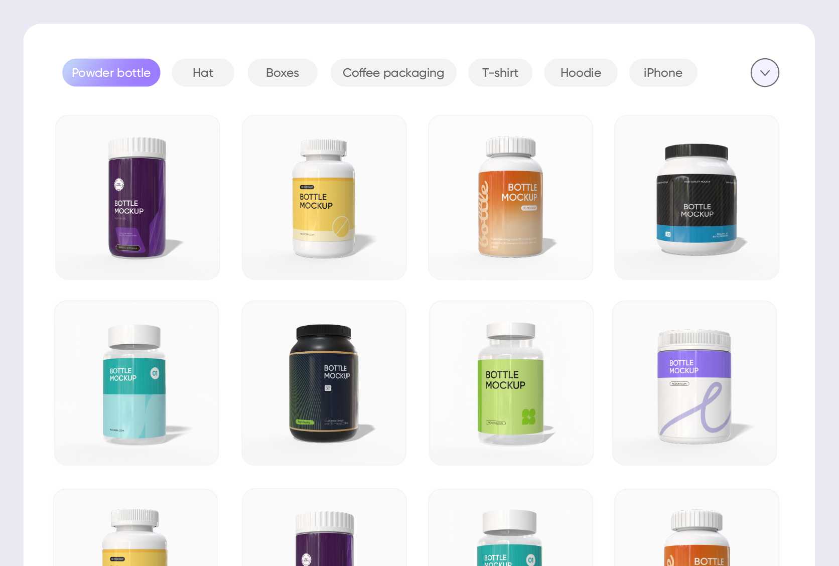 Full coverage of supplement bottle mockup categories