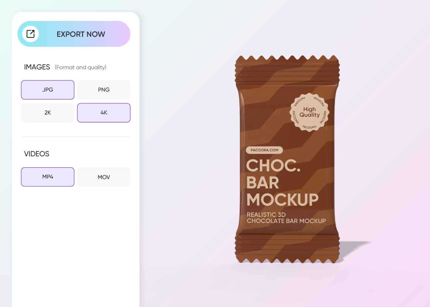 Export your chocolate bar mockup