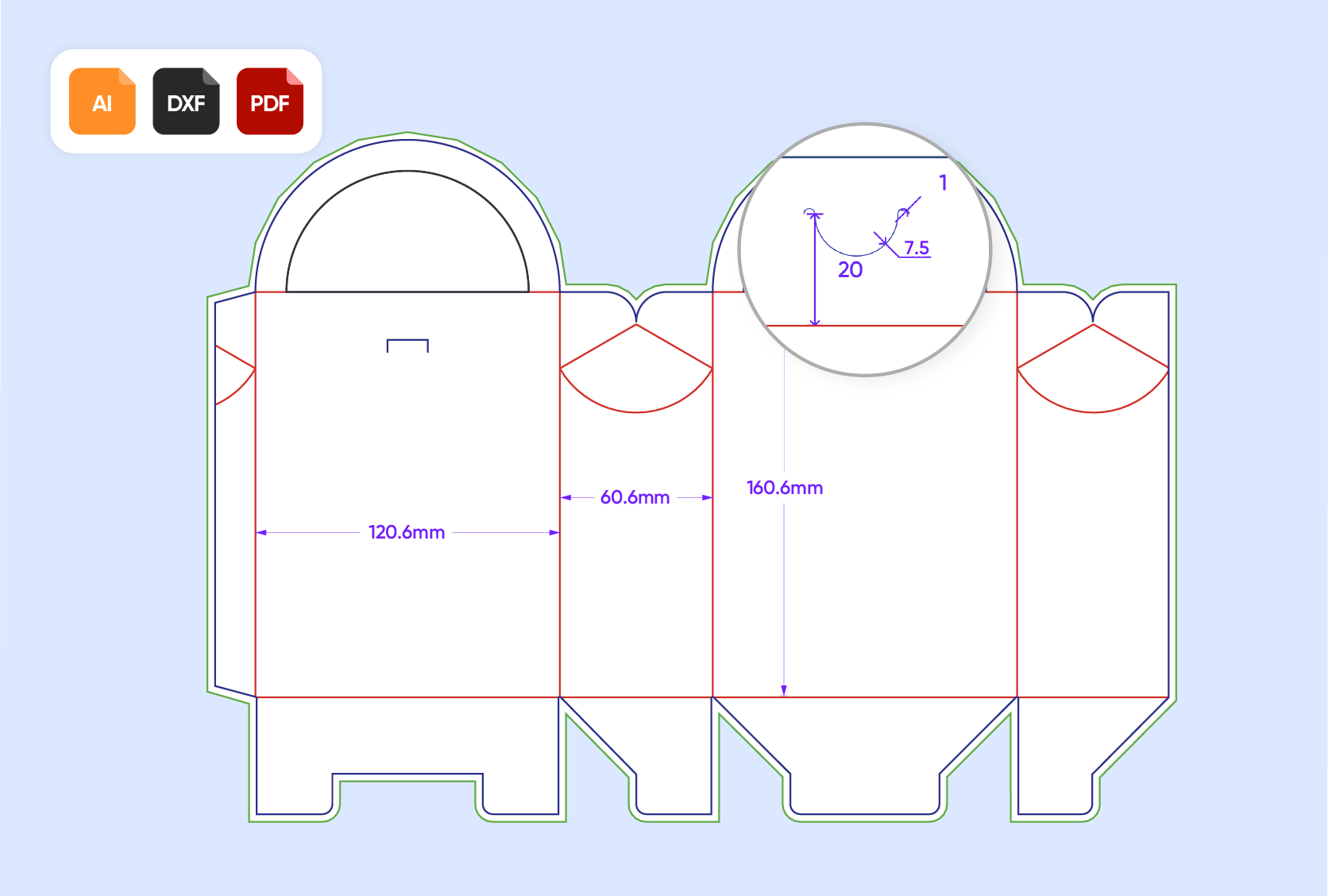 Printable options for mailer box templates
