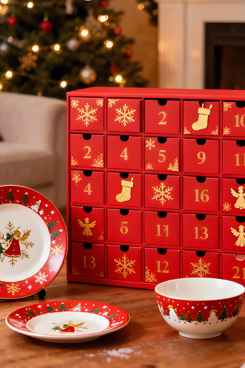 Pacdora lipstick-style bottle product shot, minimalist Christmas theme. The product is a sleek cylindrical white tube with bold red “Pacdora” logo vertically printed in modern sans-serif font. It stands upright in the center, surrounded by red pine branches, glossy red ornaments, and a small gift box with a golden ribbon, all arranged symmetrically. Background, floor, and decor are in rich monochrome red tones, creating a festive yet elegant contrast with the white packaging. Lighting is soft and even, emphasizing the smooth texture and reflective details of the product surface. Shot at eye level with shallow depth for a premium holiday aesthetic.