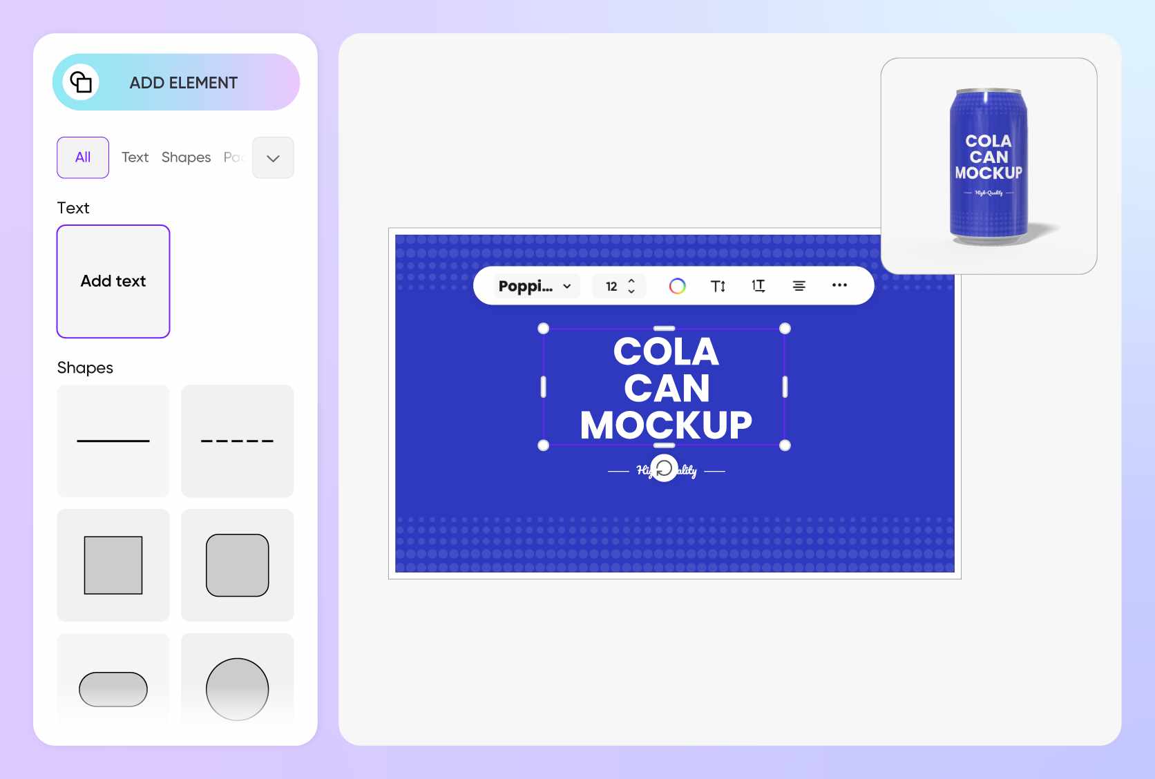Full coverage of can mockup categories