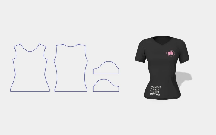 Women's slim-fit black T-shirt template