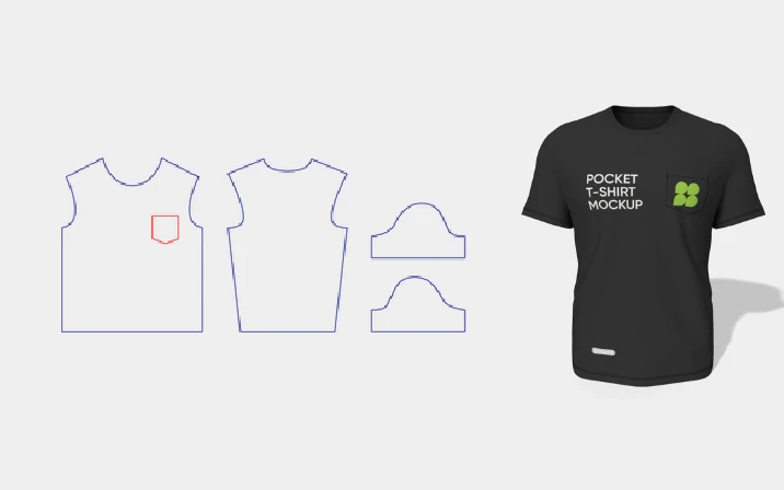 Black pocket T-shirt template